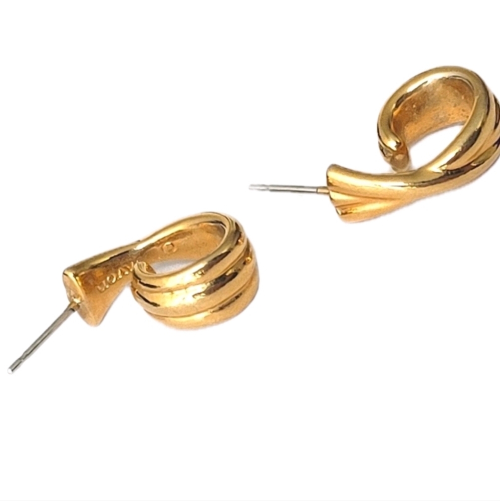 Vintage Avon Gold Loop Post Pierced Earrings Costume Jewelry